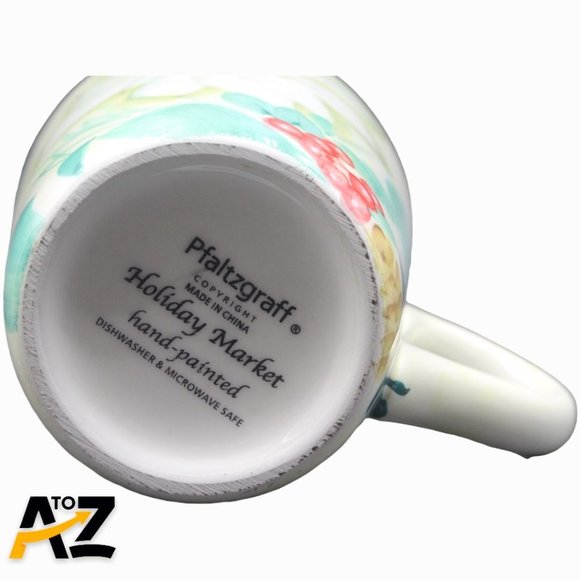 Set of 4 Pfaltzgraff Hand Painted Holiday Market Coffee Mugs Dishwasher & Microw - Picture 13 of 14